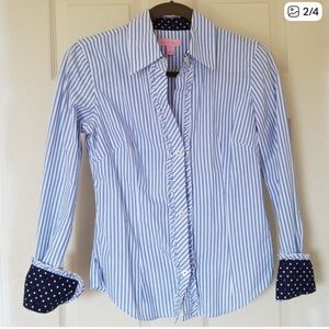 Lilly Pulitzer Blue and White Striped Button Down Shirt